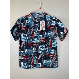 VTG Y2K Xtreme Limit Boys Hawaiian Shirt Size 8 Surfboard Woody Car‎ Print NWT